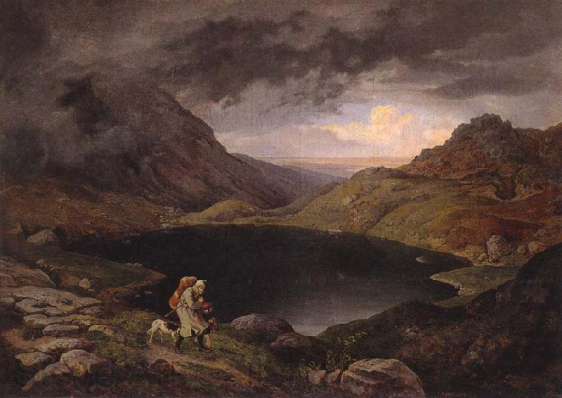 Adrian Ludwig Richter Pond in he Riesengebirge Spain oil painting art